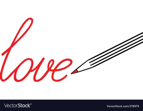 Big pencil draw word love Royalty Free Vector Image