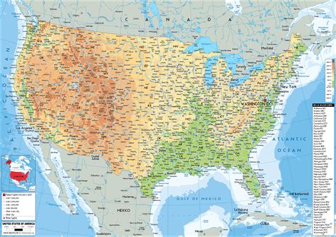 United States Map Physical Worldometer