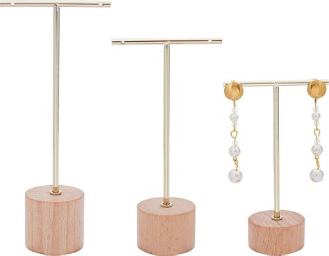 Fingerinspire Pcs Gold Metall T Bar Ohrring Display St Nder Mit Holz