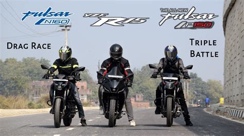 Bajaj Pulsar N Vs Yamaha R V Vs Bajaj Pulsar P Drag Race