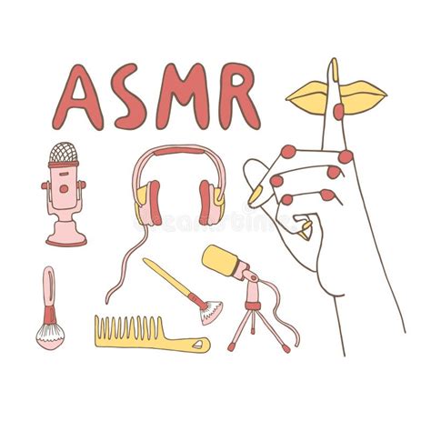 ASMR Triggers and Equipment Set Stock Illustration - Illustration of ...