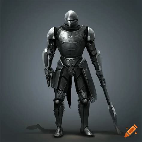 Image Of A Sci Fi Knight In Black Steel Armour On Craiyon