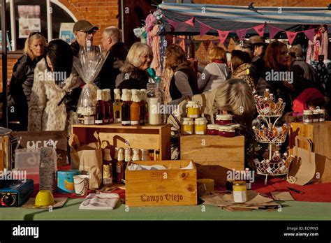 Market Stalls In The Ludlow Christmas Market Shropshire Uk Stock Photo