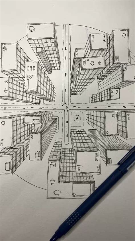 City perspective 🤯 ️, How to Draw a city from one point perspective ...