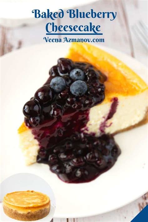 Blueberry Cheesecake Cheesecake With Blueberry Topping Veena Azmanov Kitchen