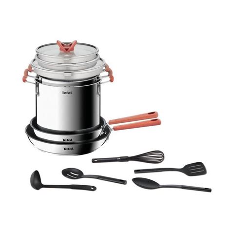 TEFAL G721SD74 OPTI'SPACE set 13 pieces : Poeles 24/18 cm + Faitouts 18 ...