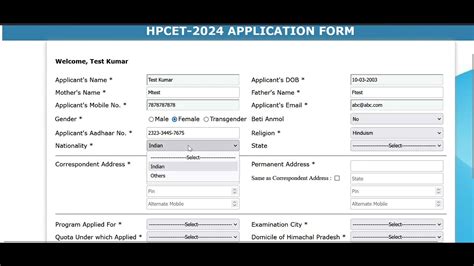 HPCET 2024 Demo Video To Fill The Application Form Hptu YouTube