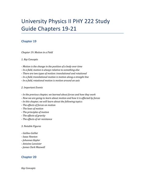 University Physics Ii Phy Study Guide Chapters University