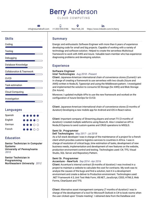 Cloud Engineer Resume Cv Example And Writing Guide