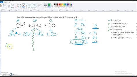 Factoring A Quadratic With Leading Coefficient Greater Than 1 Problem Type 2 Youtube