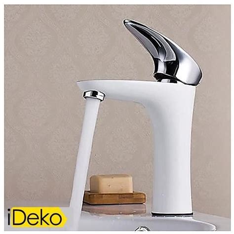 IDeko Robinet Mitigeur lavabo contemporain corps céramique blanc