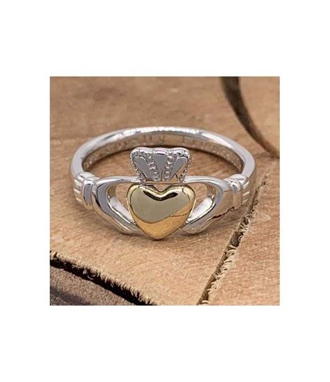 Bague Claddagh En Argent Avec Coeur En Or K Anneaux De Claddagh