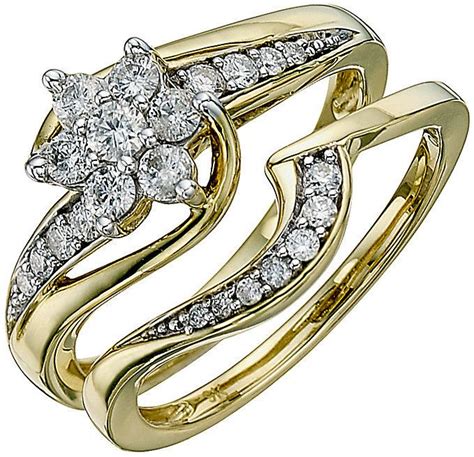 9ct Yellow Gold 1 2ct Diamond Perfect Fit Bridal Set Shop Engagement