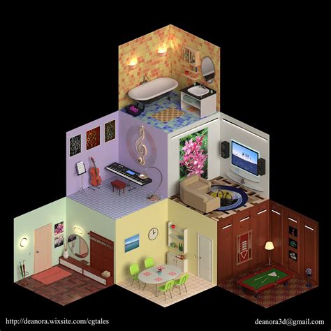 Isometric Rooms On Behance Isometric Art Isometric Design Isometric