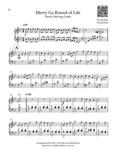 Howl S Moving Castle Merry Go Round Of Life For Easy Piano By Hai Mai