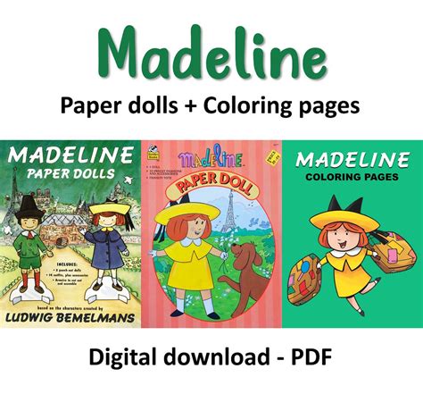 Offer 3 Madeline Paper Dolls And Coloring Pages Instant Download Pdf