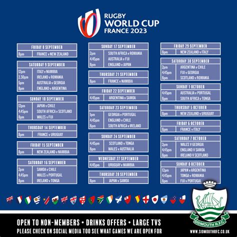 Rugby World Cup 2023 Group Match Fixture List