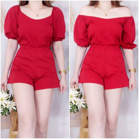 2 Way Puff Sleeve Romper In Crepe Fabric Off Shoulder Shopee Philippines