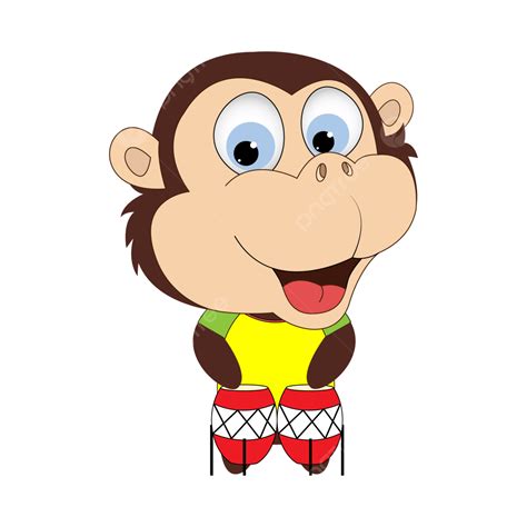 Playing Drums Vector Art Png Cute Monkey Play Drum Animal Cartoon