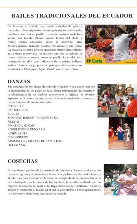 Infograf A De La Danza Tradicional Del Ecuador Brainly Lat