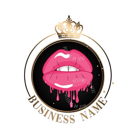 Custom Logo Dripping Lips Logo Hot Pink Gold Lips Logo Lips Etsy Uk