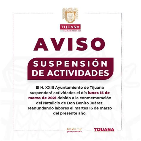 Suspenden labores en ayuntamiento de Tijuana el día lunes