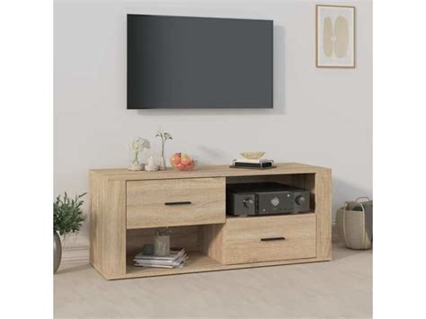 Meuble tv de qualité chêne sonoma 100x35x40 cm bois d ingénierie