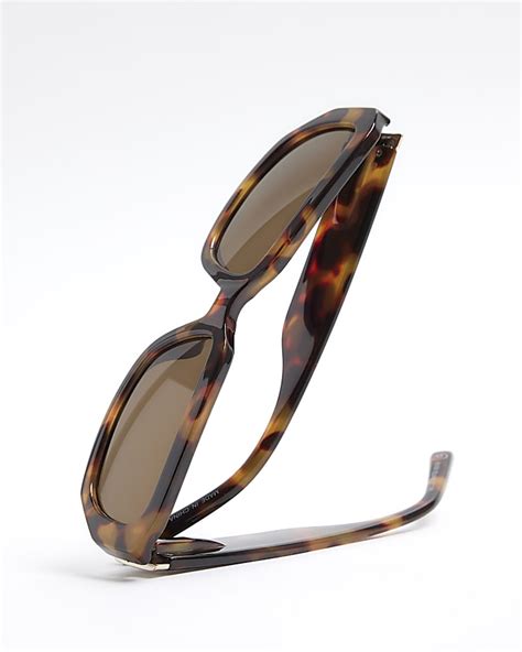 Brown Rectangle Tortoise Shell Sunglasses River Island