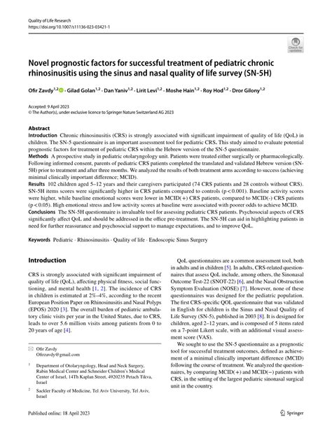 Pdf Novel Prognostic Factors For Successful Treatment Of Pediatric