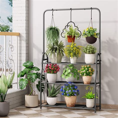 SORCEDAS Plant Stand 3 Tier Indoor Outdoor Tall Corner Hanging Plant