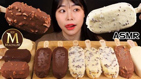 Asmr Mukbang 신제품 오도독 아이스크림 매그넘 화이트 초콜릿 앤 쿠키 먹방 Chocolate And Cookies Ice