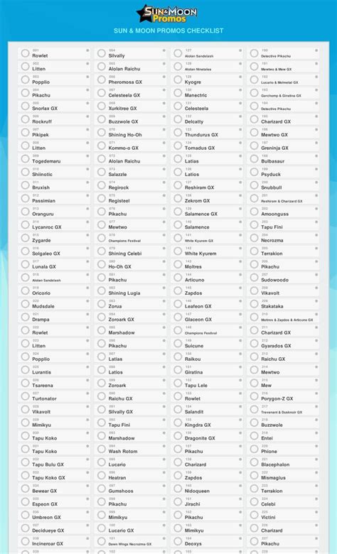 Sun Moon Promos Checklist Powered By Pokellector DocsLib