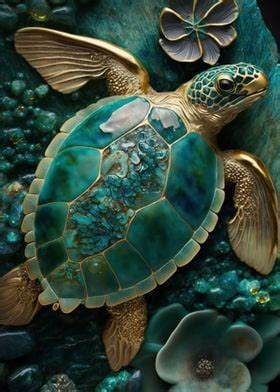 'Abstract Turtle Kintsugi' Poster by Pixaverse | Displate