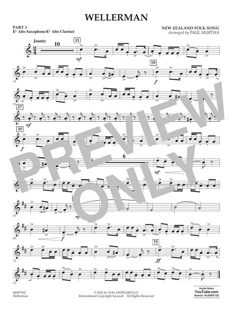 Wellerman Arr Paul Murtha Pt3 Eb Alto Saxalto Clar By New