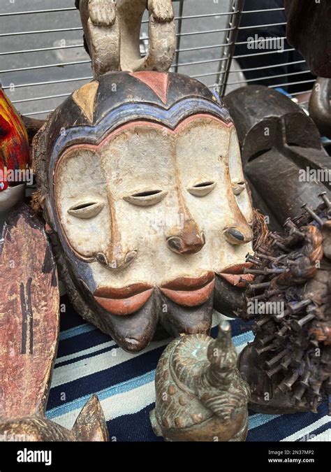 Contemporary African Masks For Sale Outside The Museum Of Modern Art Moma 0n 53rd Street In