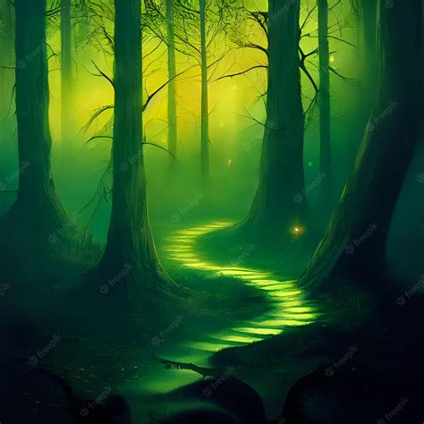 Premium Photo | Dark fluor green forest trees