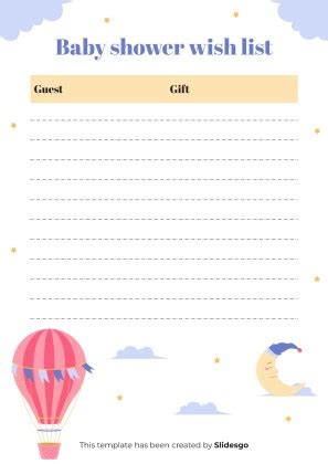 Lista De Regalos Para Baby Shower Google Slides Y PPT