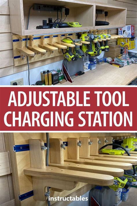 Adjustable Width Tool Charging Station Tool Storage Diy Woodworking