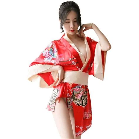Ensemble de lingerie sexy japonaise pour femme Robe imprimée Geisha Cosplay Sous vêtements