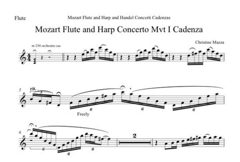 Mozart Flute And Harp And Handel Concerti Cadenzas Harp Column Music