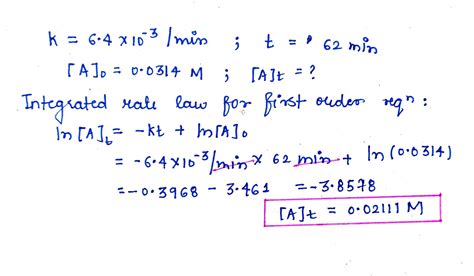 Solved At C The Rate Constant For The First Order Decomposition Of