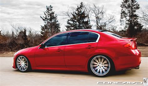 Low Stance And Vossen Rims Enrich Red Infiniti G37 Sedan — Gallery