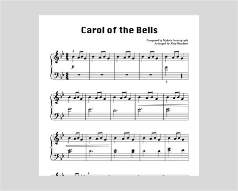 Carol of the Bells | Easy Christmas Piano Sheet Music - Printable PDF ...