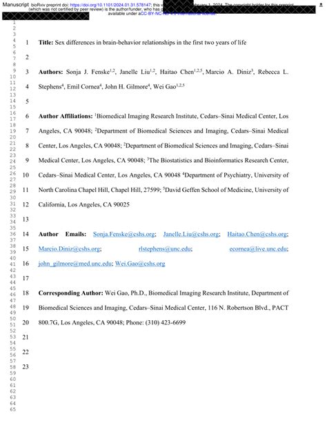 Pdf Sex Differences In Brain Behavior Relationships In The First Two Years Of Life