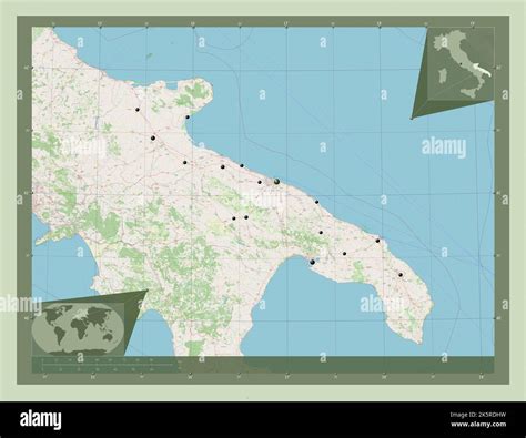 Apulia Region Of Italy Open Street Map Locations Of Major Cities Of