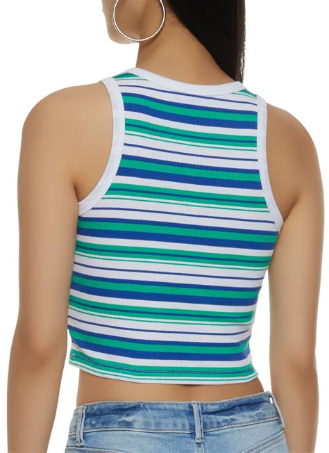 Striped Racerback Cropped Tank Top