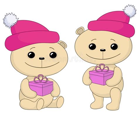 Teddy Bears With Gift Boxes Stock Vector Illustration Of Santa Pink