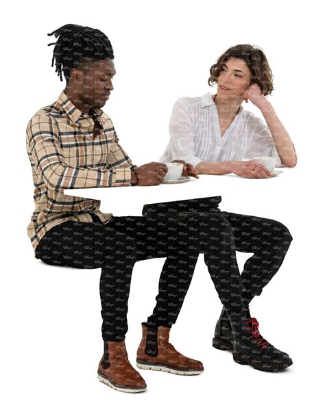 Cut Out Man And Woman Sitting In A Cafe And Talking Vishopper