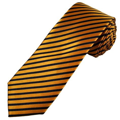 Tresanti Celeste Gold Navy Blue Striped Men S Silk Designer Tie From