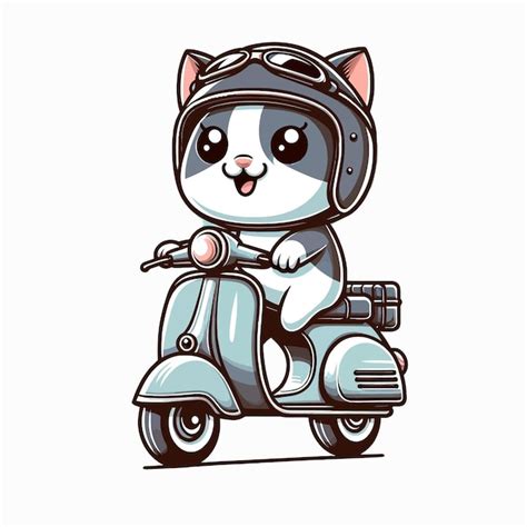 Premium Vector | Cat riding scooter